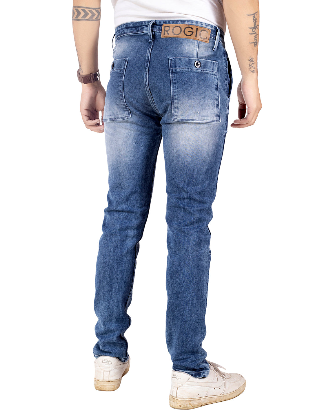 DENIM CHINOS STRETCH <BR> Vector - mid blue