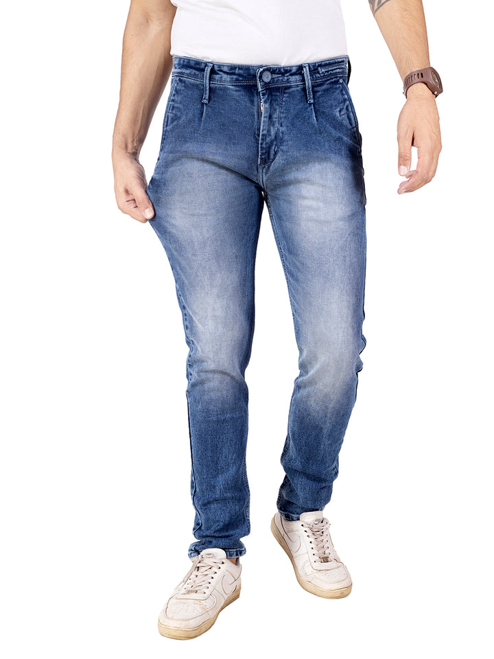 DENIM CHINOS STRETCH <BR> Vector - mid blue