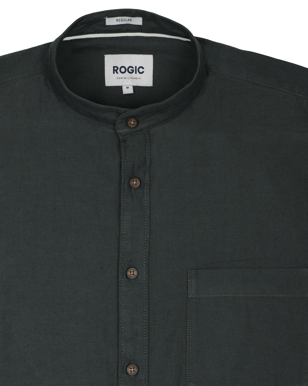 MAO COLLAR SHIRT IN SAPE GREEN