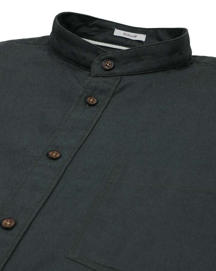 MAO COLLAR SHIRT IN SAPE GREEN