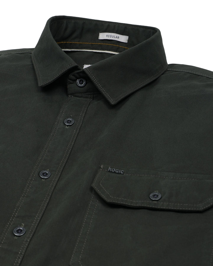 DOUBLE POCKET SHIRT IN OLIVE