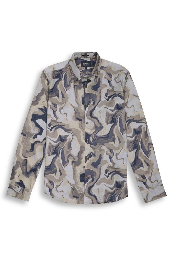 ABSTRACT PRINTED NIGHT SHIRT IN GREEN