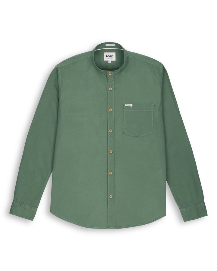 MAO COLLAR SHIRT IN GREEN