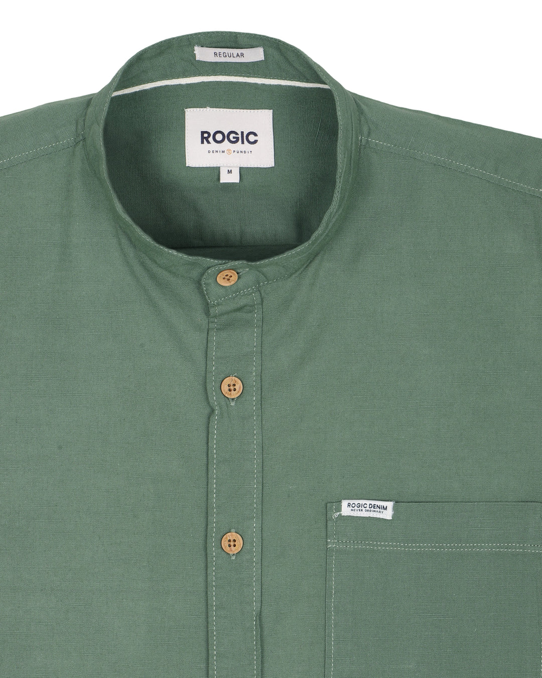 MAO COLLAR SHIRT IN GREEN