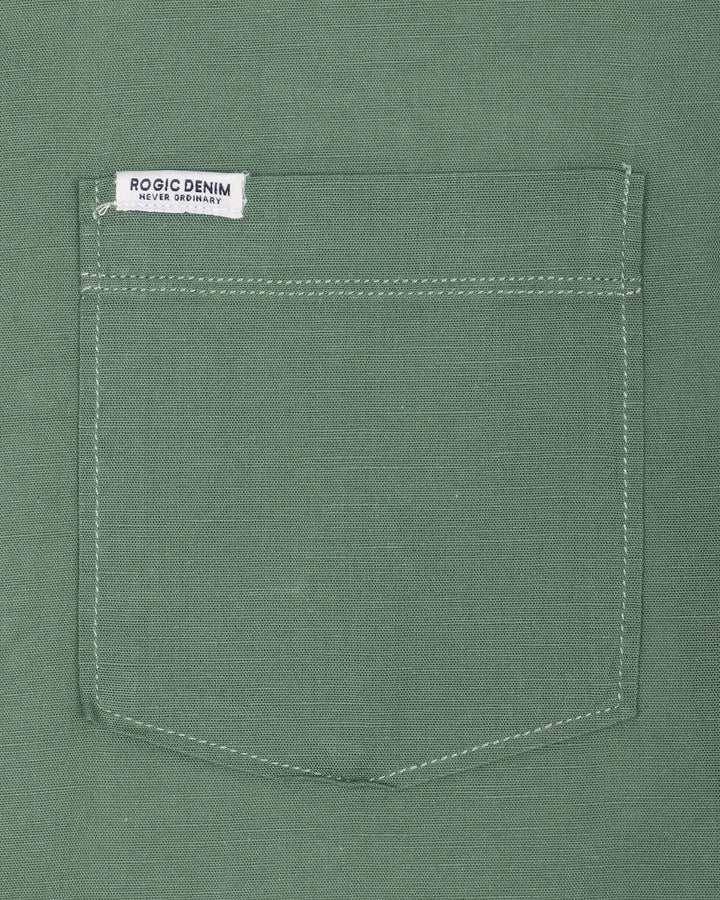 MAO COLLAR SHIRT IN GREEN