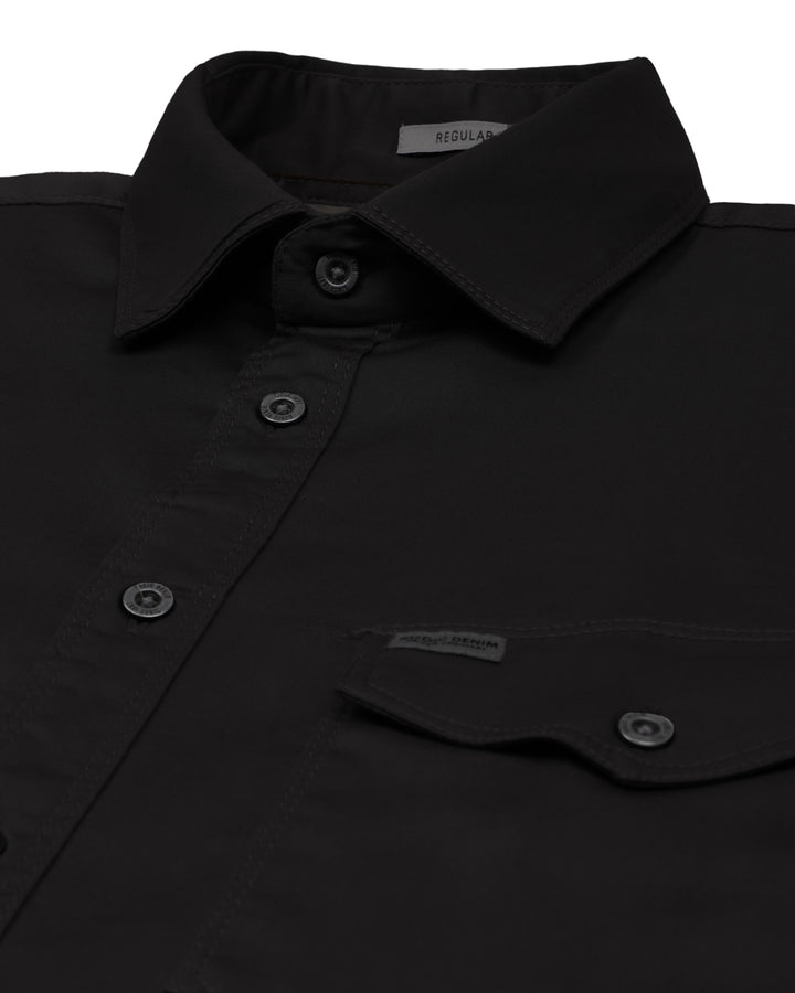 DOUBLE POCKET SHIRT IN BLACK