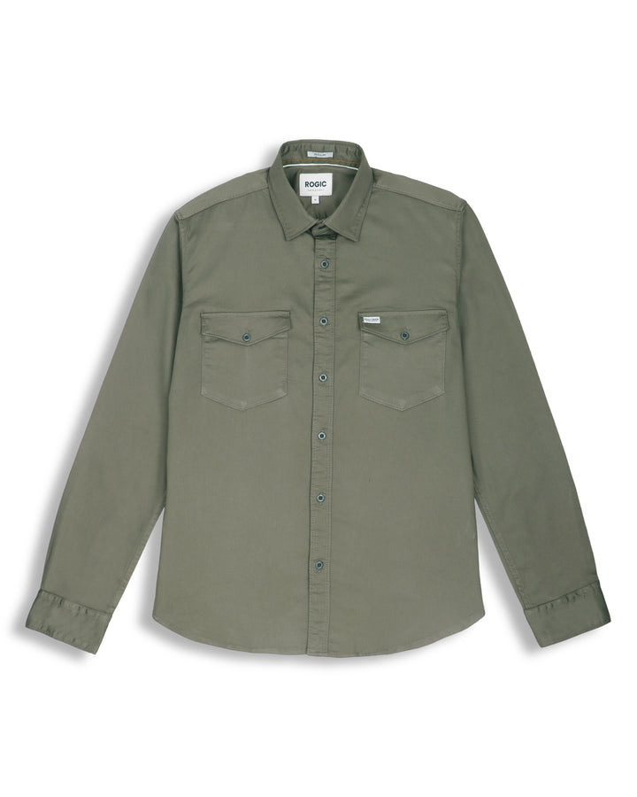 LUIGI DOUBLE POCKET SHIRT IN OLIVE