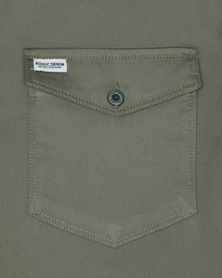 LUIGI DOUBLE POCKET SHIRT IN OLIVE