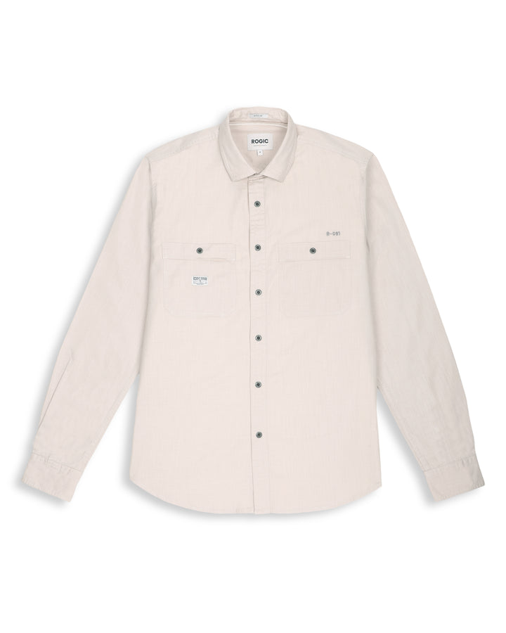 LUIGI DOUBLE POCKET SHIRT IN BEIGE