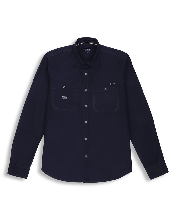 LUIGI DOUBLE POCKET SHIRT IN NAVY