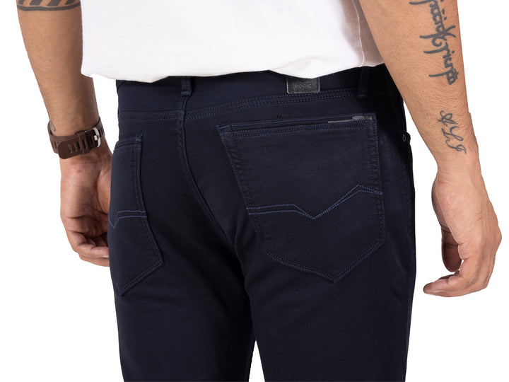 DOBBY COTTON STRETCH TROUSERS <br> banjara - ink