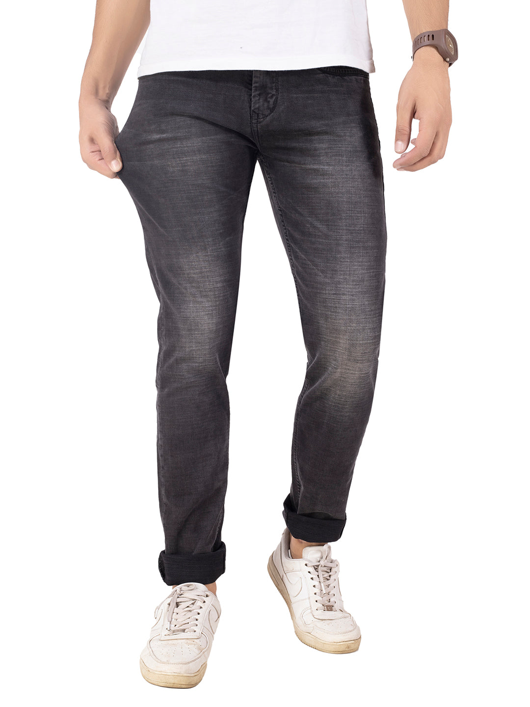 KNITTED TEXTURED JEANS <br> Originals- black