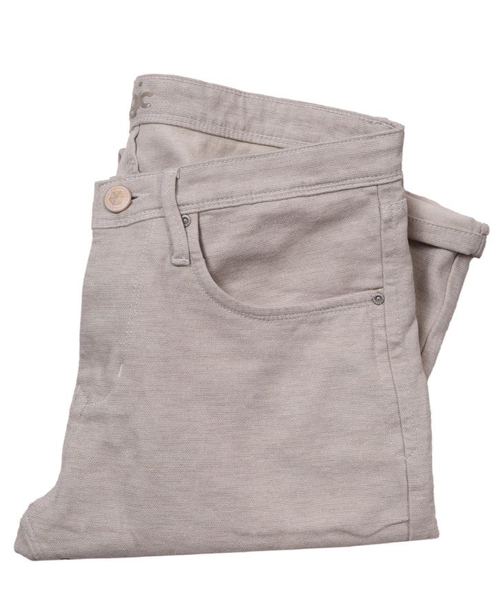 TEXTURED COTTON STRETCH TROUSERS <BR> clutch - baja dune